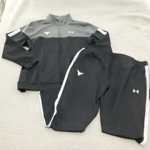 Under Armour Project Rock Tracksuit Set Jacket Pants Black Grey Mens 3XL Fitted
